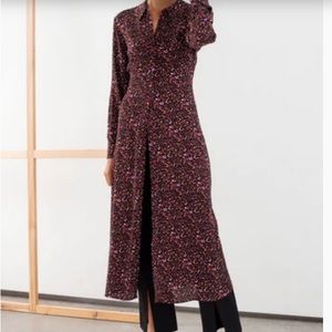 & other stories Long-sleeve paisley button down dress size 4